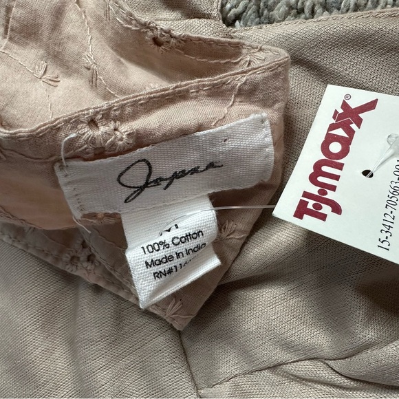 Japna eyelet crop top medium tan feminine flutter tie back girly cotton dainty - Picture 3 of 7